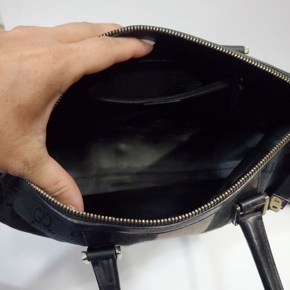 Gucci authentic small Boston hand bag black web & matching planer wallet - Picture 7 of 16